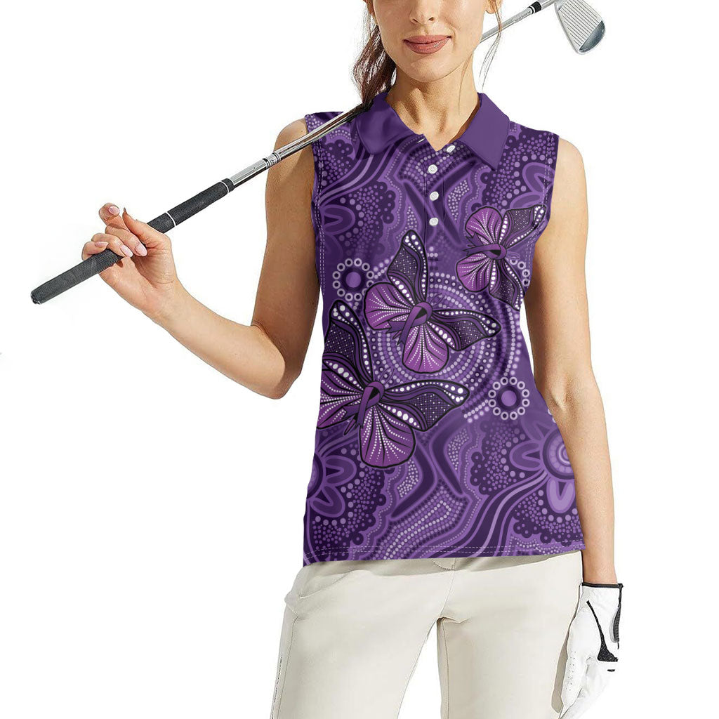 Australia Epilepsy Support Purple Butterfly Strength Women Sleeveless Polo Shirt