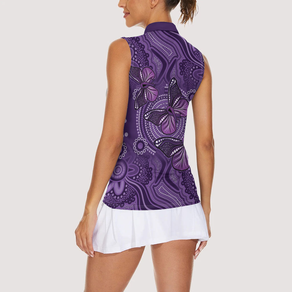 Australia Epilepsy Support Purple Butterfly Strength Women Sleeveless Polo Shirt