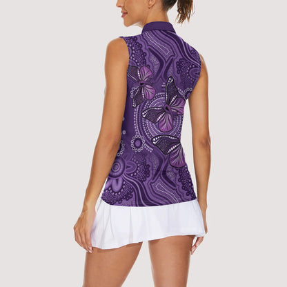 Australia Epilepsy Support Purple Butterfly Strength Women Sleeveless Polo Shirt
