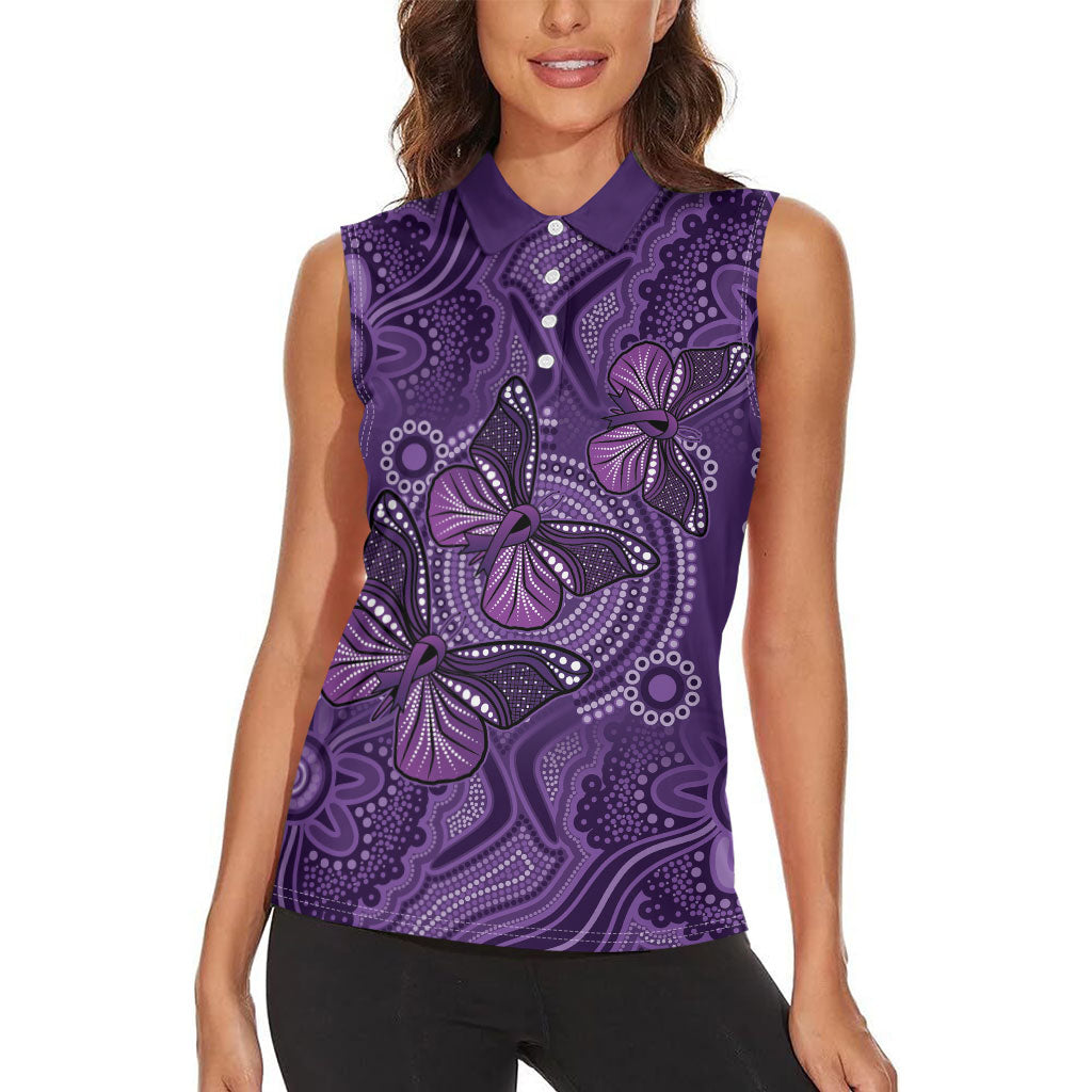 Australia Epilepsy Support Purple Butterfly Strength Women Sleeveless Polo Shirt