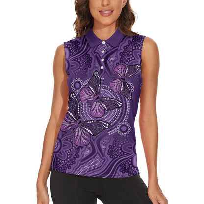 Australia Epilepsy Support Purple Butterfly Strength Women Sleeveless Polo Shirt