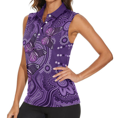 Australia Epilepsy Support Purple Butterfly Strength Women Sleeveless Polo Shirt