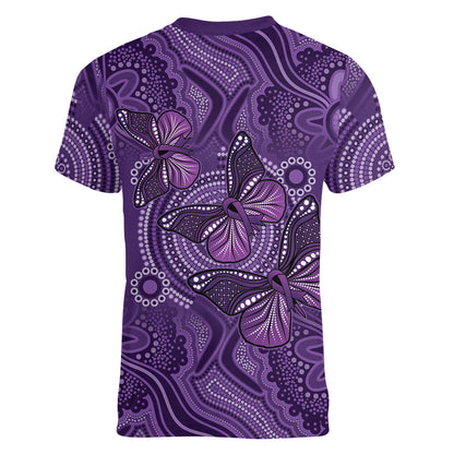 Australia Epilepsy Support Purple Butterfly Strength Women V-Neck T-Shirt