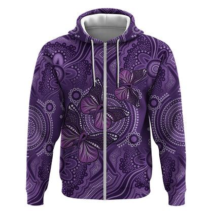 Australia Epilepsy Support Purple Butterfly Strength Zip Hoodie