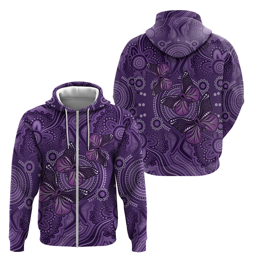 Australia Epilepsy Support Purple Butterfly Strength Zip Hoodie