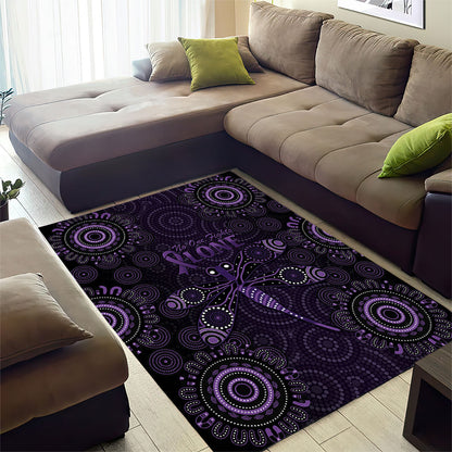 Australia Epilepsy Support Purple Dragonfly Area Rug Aboriginal of Hope