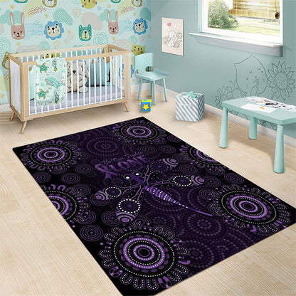 Australia Epilepsy Support Purple Dragonfly Area Rug Aboriginal of Hope