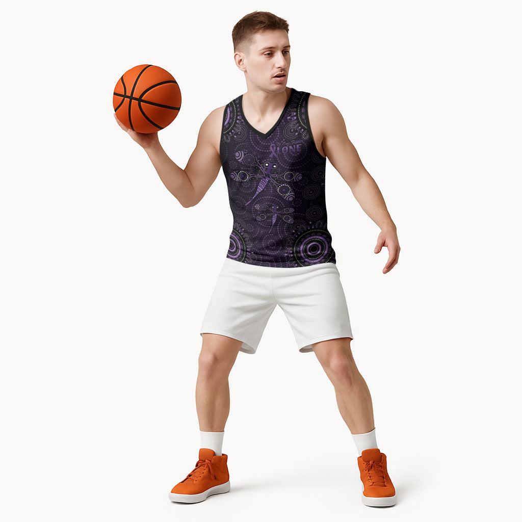 Australia Epilepsy Support Purple Dragonfly Basketball Jersey Aboriginal of Hope