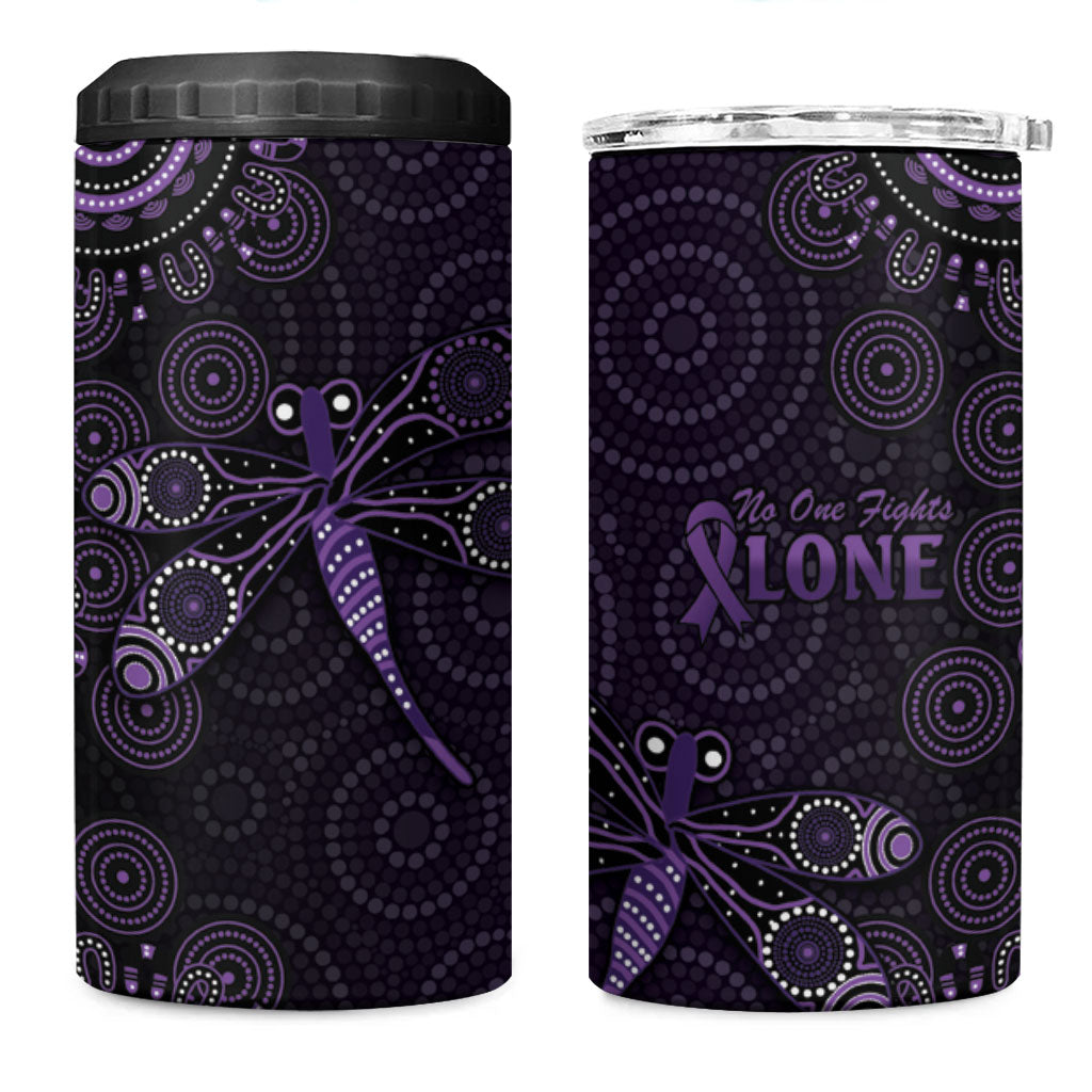 Australia Epilepsy Support Purple Dragonfly 4 in 1 Can Cooler Tumbler Aboriginal of Hope