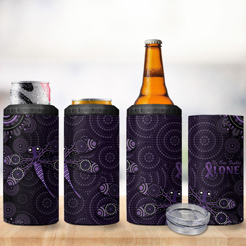 Australia Epilepsy Support Purple Dragonfly 4 in 1 Can Cooler Tumbler Aboriginal of Hope