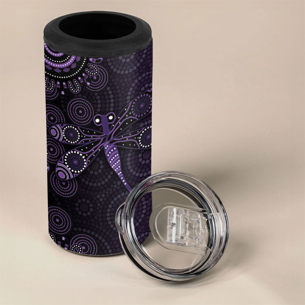 Australia Epilepsy Support Purple Dragonfly 4 in 1 Can Cooler Tumbler Aboriginal of Hope