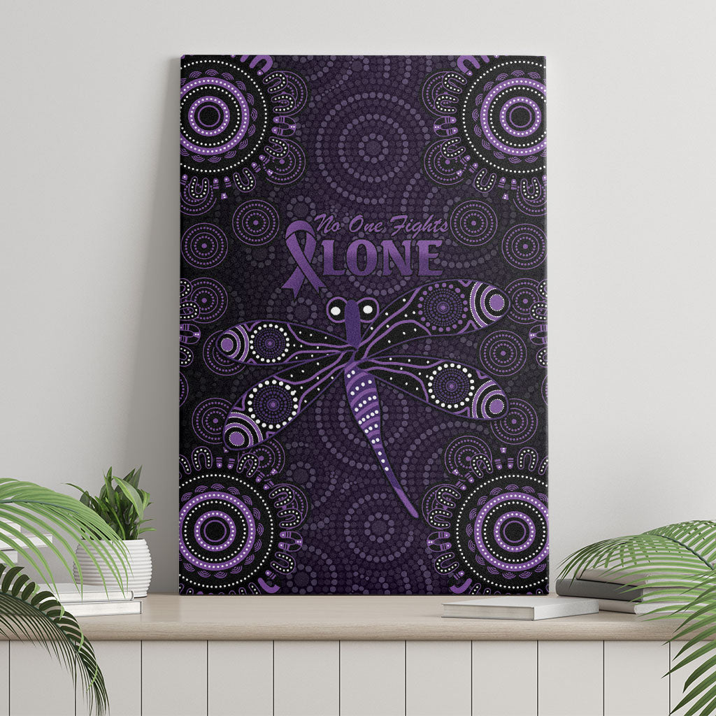 Australia Epilepsy Support Purple Dragonfly Canvas Wall Art Aboriginal of Hope