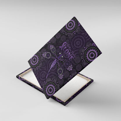 Australia Epilepsy Support Purple Dragonfly Canvas Wall Art Aboriginal of Hope