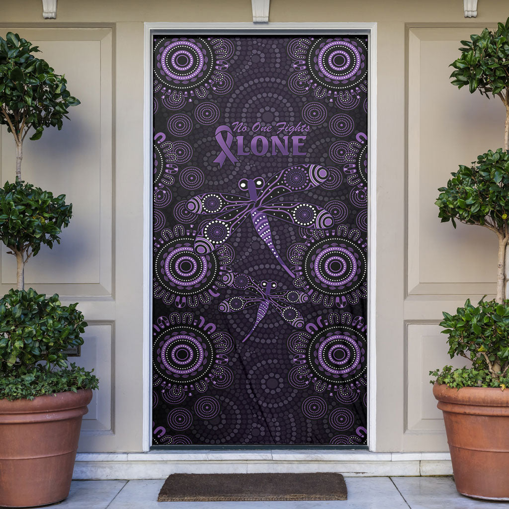 Australia Epilepsy Support Purple Dragonfly Door Cover Aboriginal of Hope