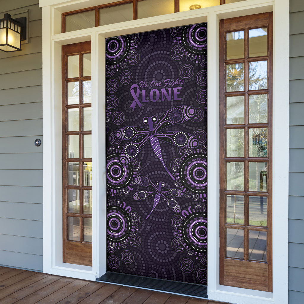 Australia Epilepsy Support Purple Dragonfly Door Cover Aboriginal of Hope