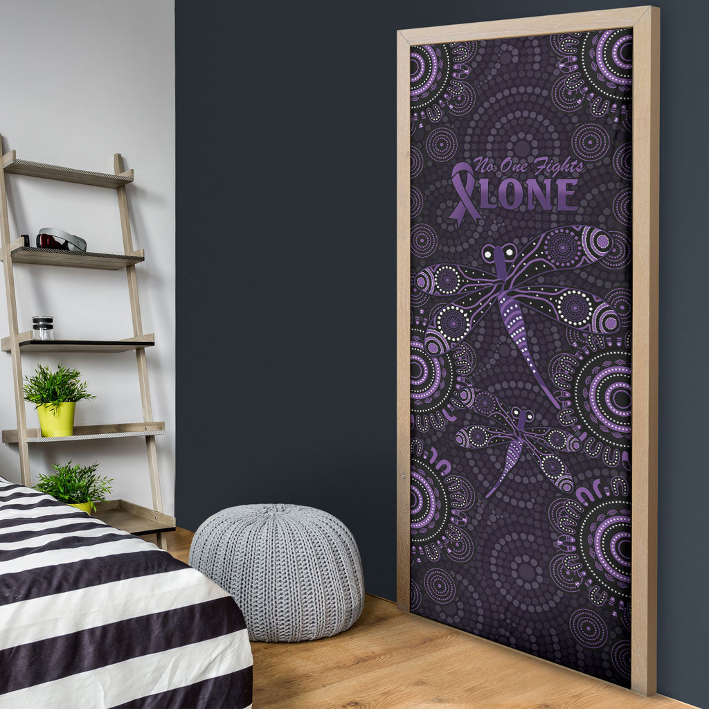 Australia Epilepsy Support Purple Dragonfly Door Cover Aboriginal of Hope