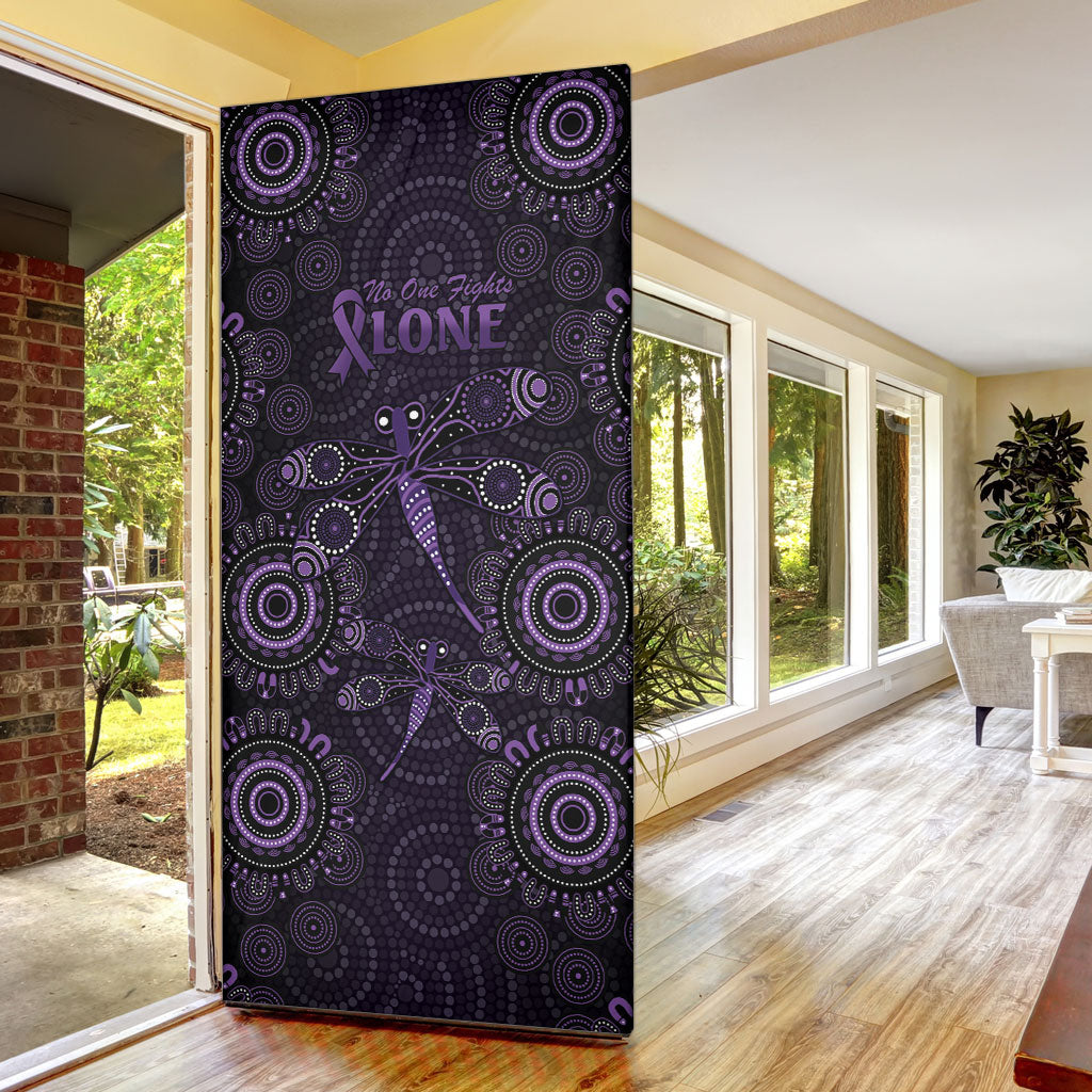 Australia Epilepsy Support Purple Dragonfly Door Cover Aboriginal of Hope