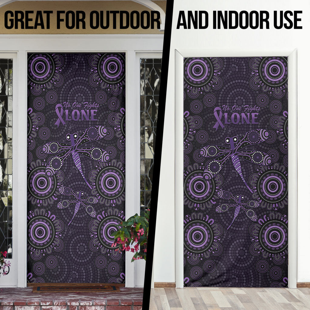 Australia Epilepsy Support Purple Dragonfly Door Cover Aboriginal of Hope