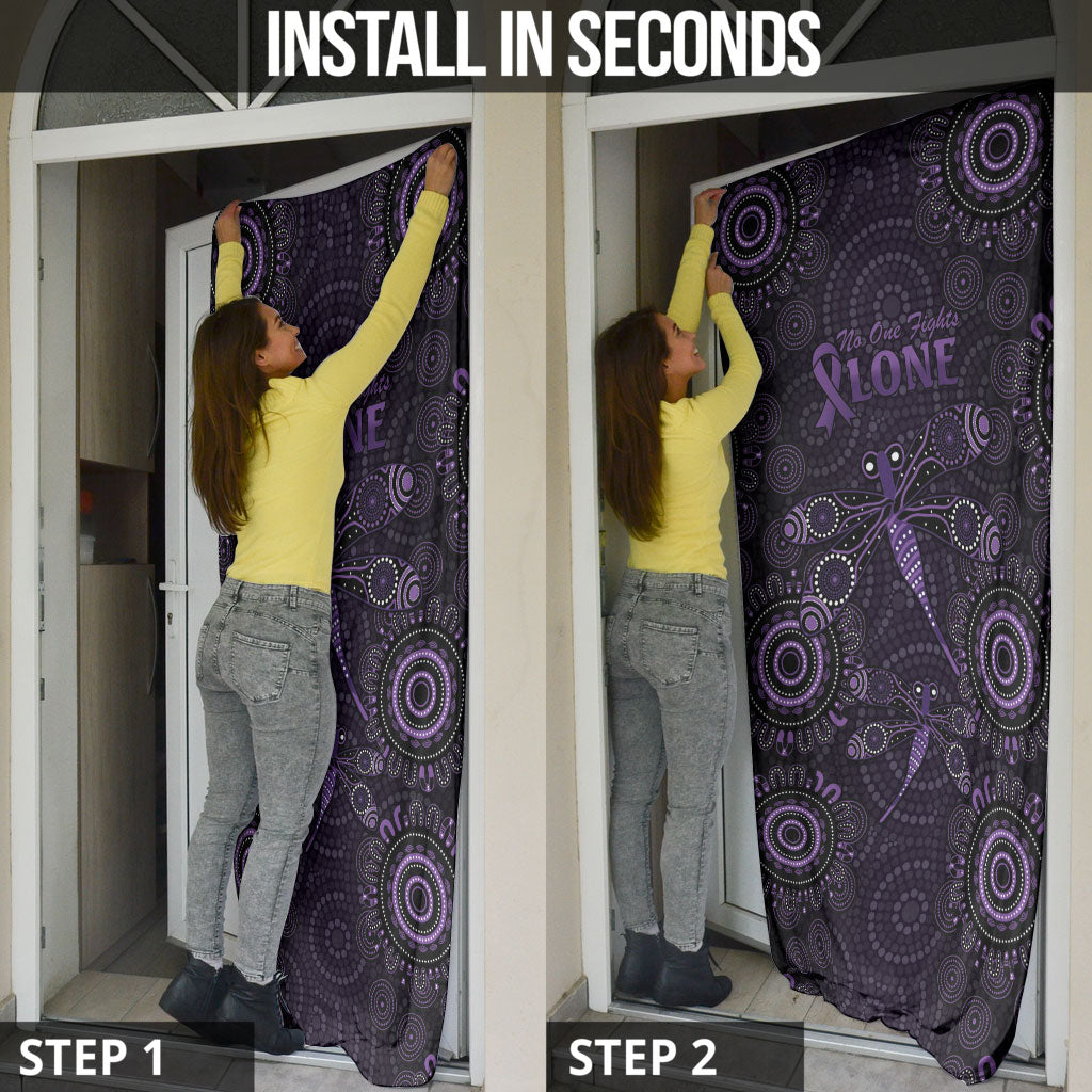 Australia Epilepsy Support Purple Dragonfly Door Cover Aboriginal of Hope
