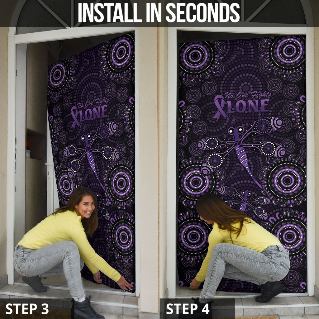 Australia Epilepsy Support Purple Dragonfly Door Cover Aboriginal of Hope