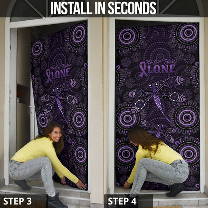 Australia Epilepsy Support Purple Dragonfly Door Cover Aboriginal of Hope