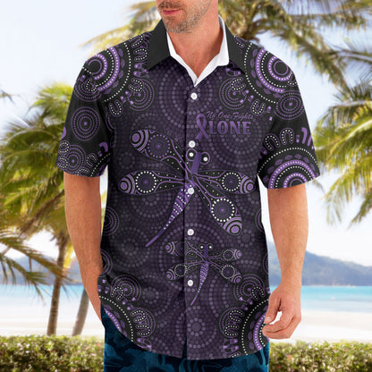 Australia Epilepsy Support Purple Dragonfly Hawaiian Shirt Aboriginal of Hope