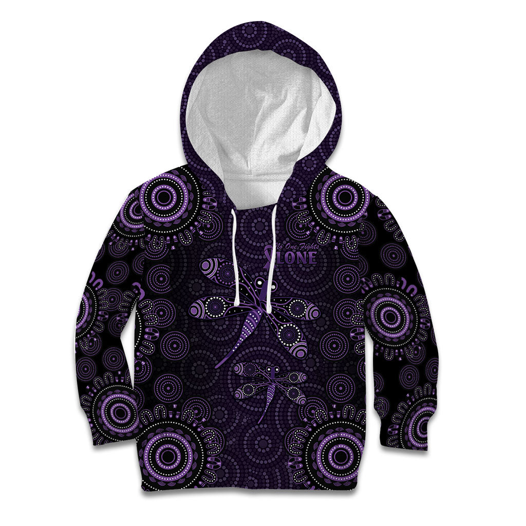 Australia Epilepsy Support Purple Dragonfly Kid Hoodie Aboriginal of Hope