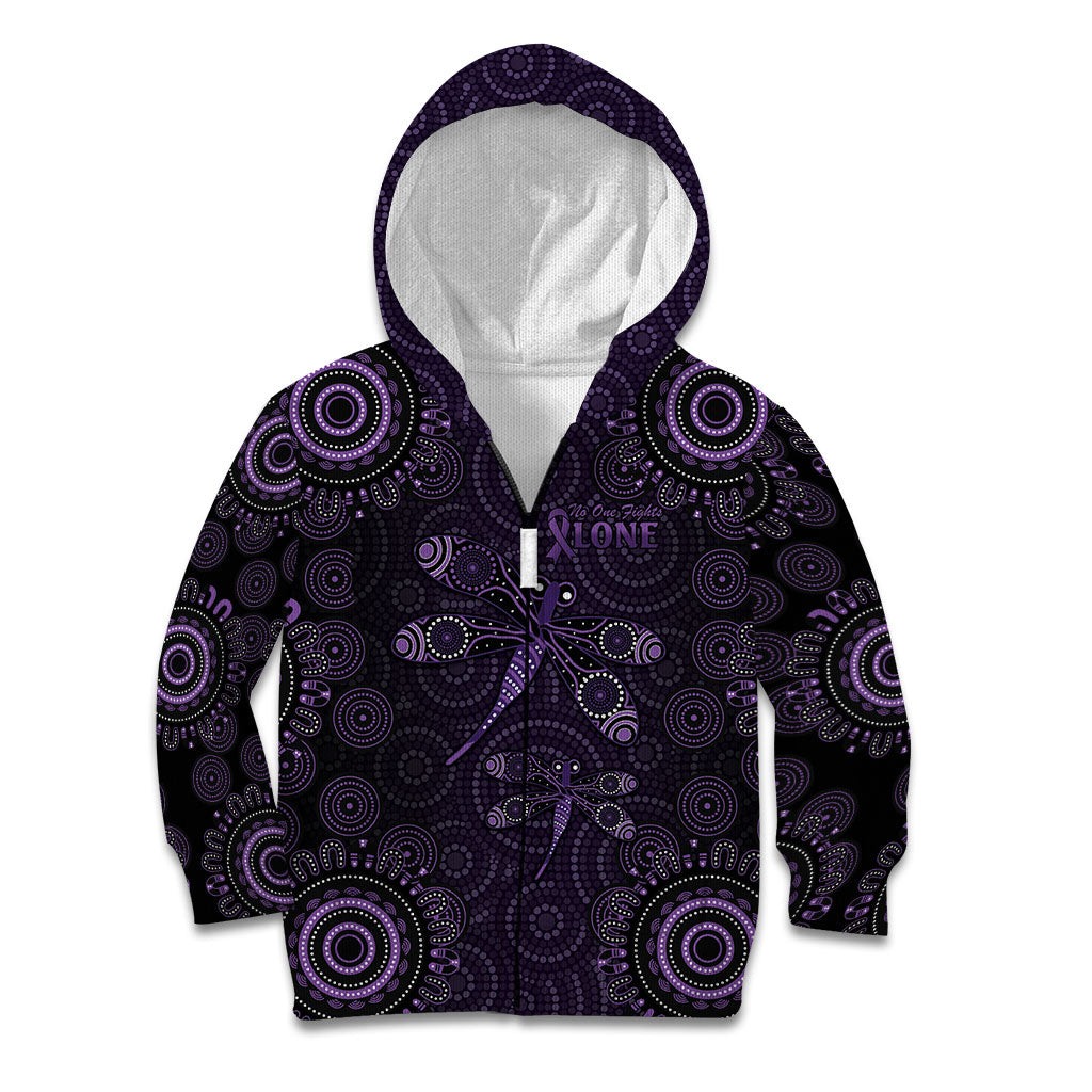 Australia Epilepsy Support Purple Dragonfly Kid Hoodie Aboriginal of Hope