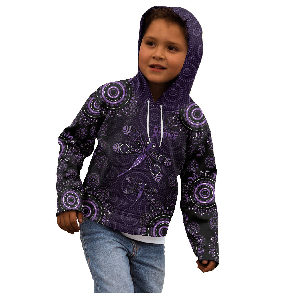 Australia Epilepsy Support Purple Dragonfly Kid Hoodie Aboriginal of Hope
