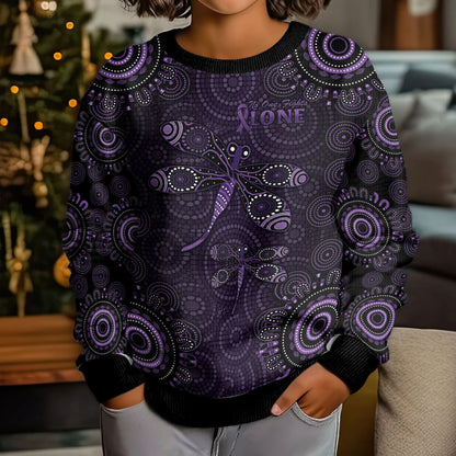 Australia Epilepsy Support Purple Purple Dragonfly Kid Ugly Christmas Sweater Aboriginal of Hope
