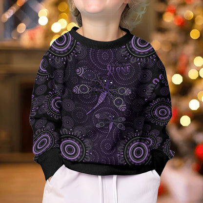 Australia Epilepsy Support Purple Purple Dragonfly Kid Ugly Christmas Sweater Aboriginal of Hope