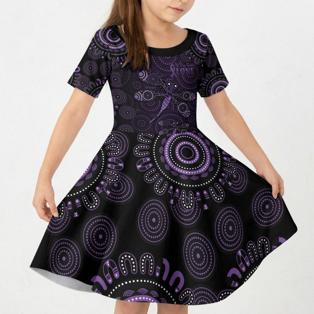 Australia Epilepsy Support Purple Dragonfly Kid Short Sleeve Dress Aboriginal of Hope