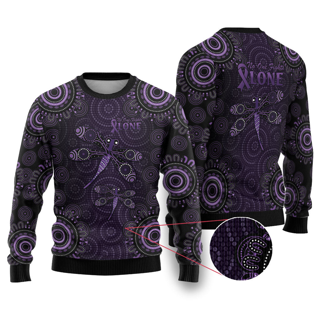 Australia Epilepsy Support Purple Purple Dragonfly Ugly Christmas Sweater Aboriginal of Hope