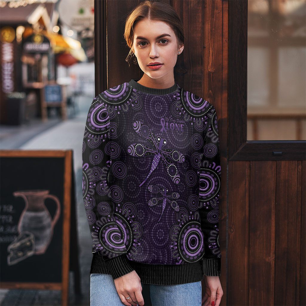Australia Epilepsy Support Purple Purple Dragonfly Ugly Christmas Sweater Aboriginal of Hope