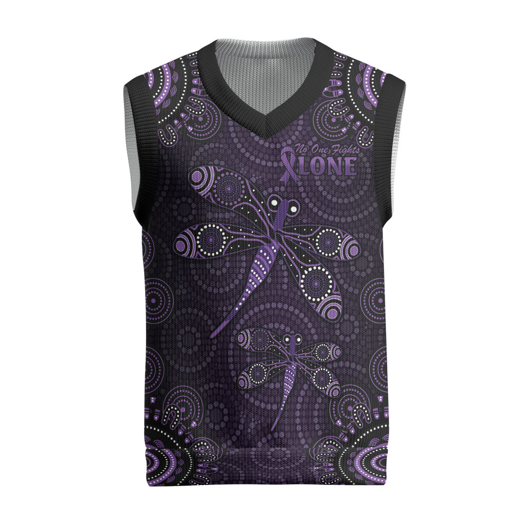 Australia Epilepsy Support Purple Purple Dragonfly Christmas Knitted V-Neck Vest Aboriginal of Hope