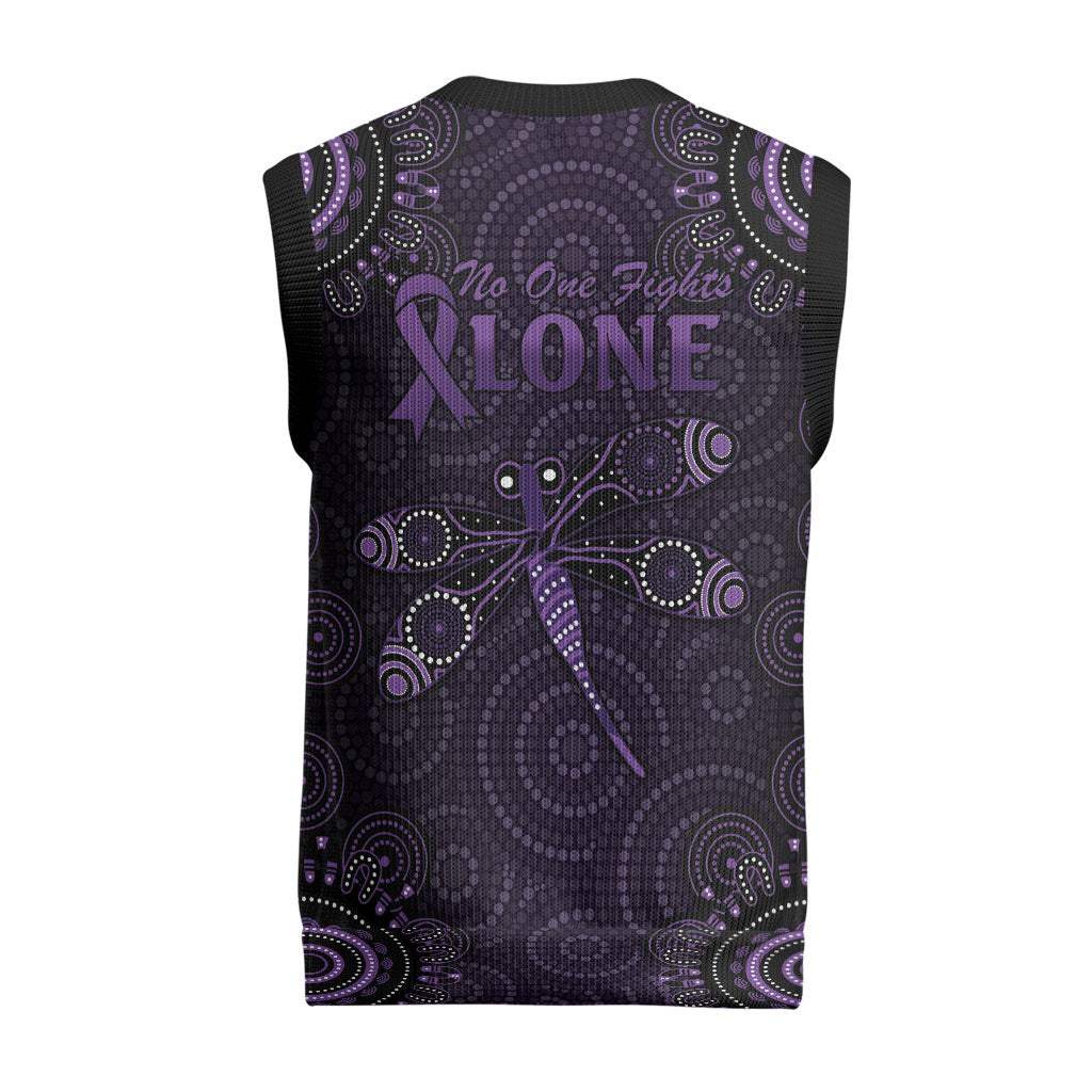 Australia Epilepsy Support Purple Purple Dragonfly Christmas Knitted V-Neck Vest Aboriginal of Hope
