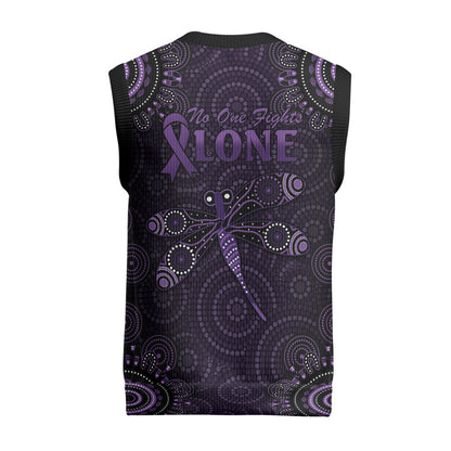 Australia Epilepsy Support Purple Purple Dragonfly Christmas Knitted V-Neck Vest Aboriginal of Hope