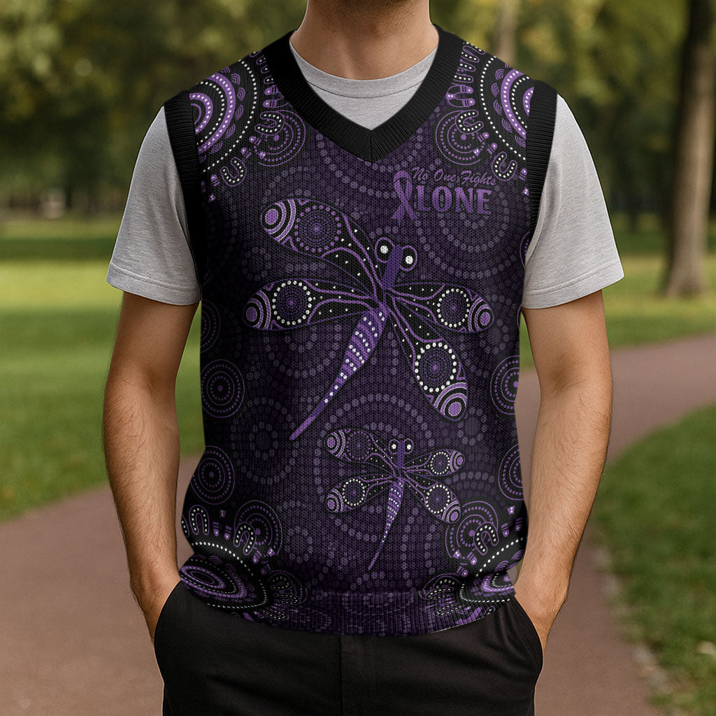 Australia Epilepsy Support Purple Purple Dragonfly Christmas Knitted V-Neck Vest Aboriginal of Hope