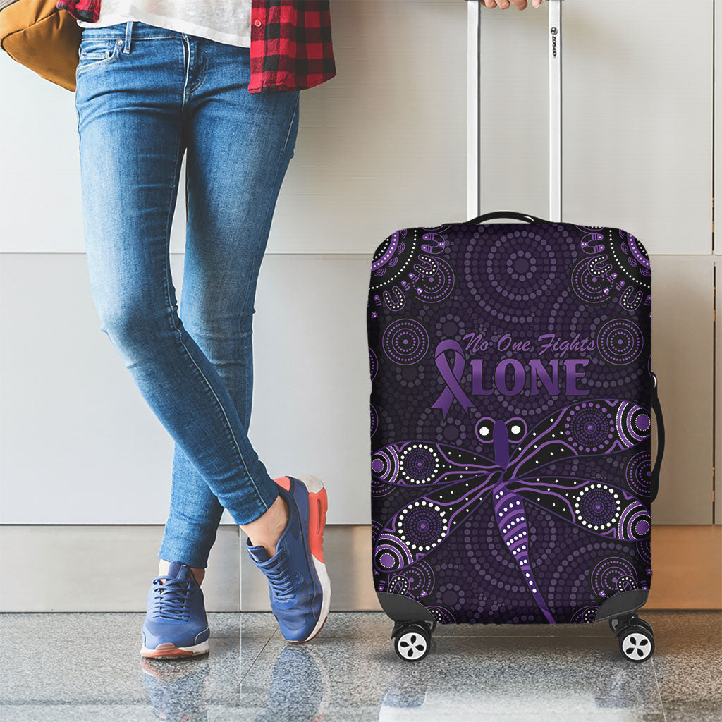 Australia Epilepsy Support Purple Dragonfly Luggage Cover Aboriginal of Hope