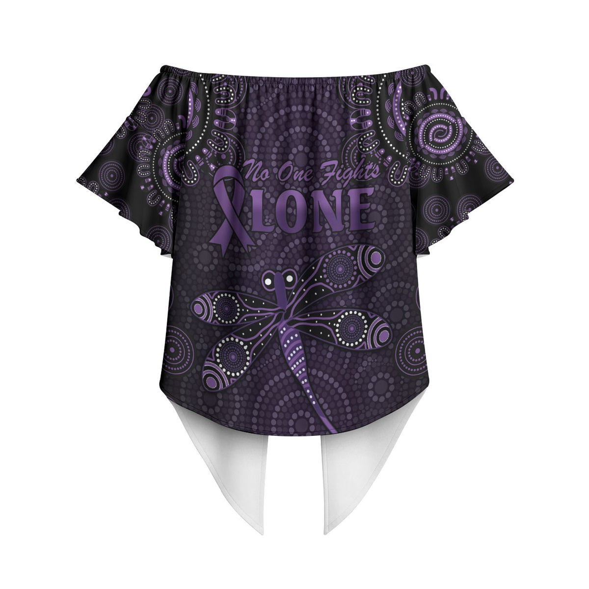 Australia Epilepsy Support Purple Dragonfly Off Shoulder Wrap Waist Top Aboriginal of Hope