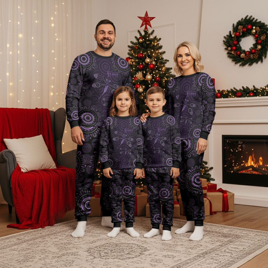 Australia Epilepsy Support Purple Purple Dragonfly Christmas Pajama Set Aboriginal of Hope