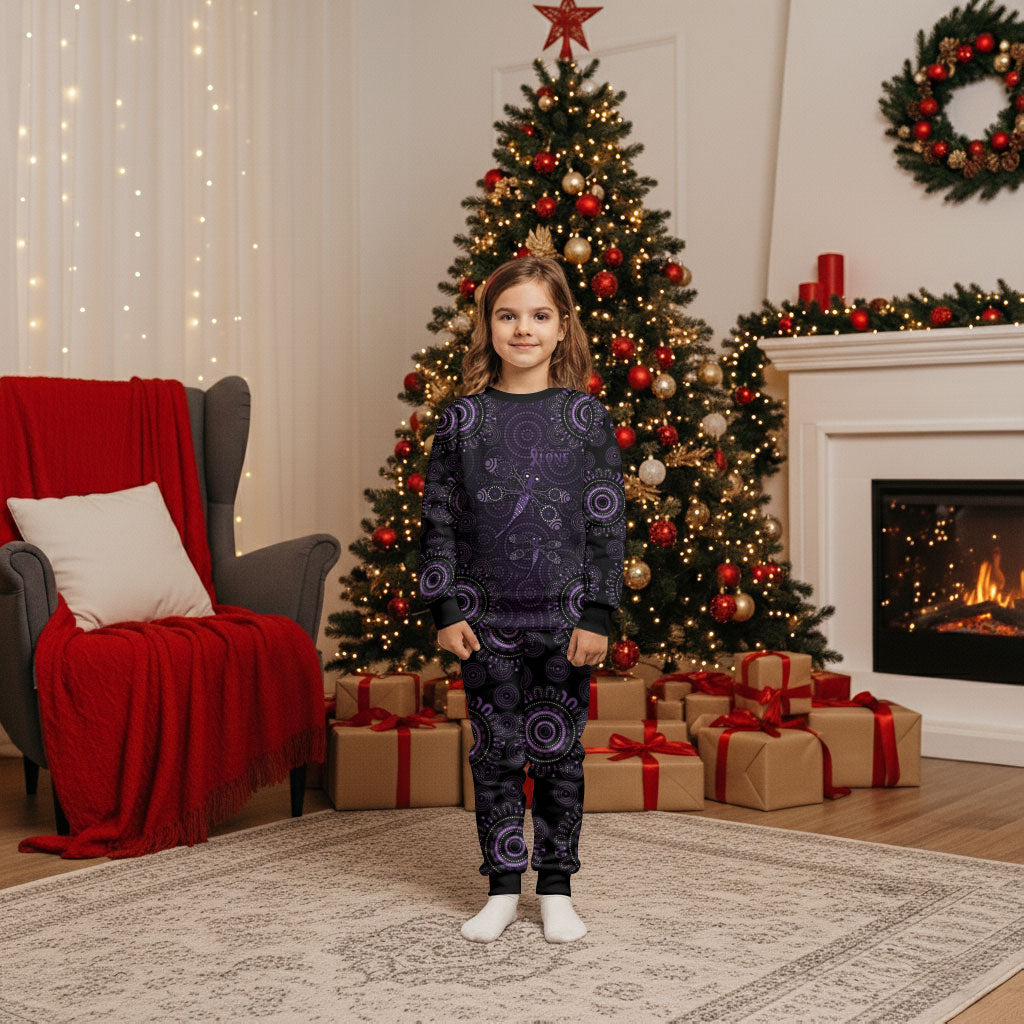 Australia Epilepsy Support Purple Purple Dragonfly Christmas Pajama Set Aboriginal of Hope
