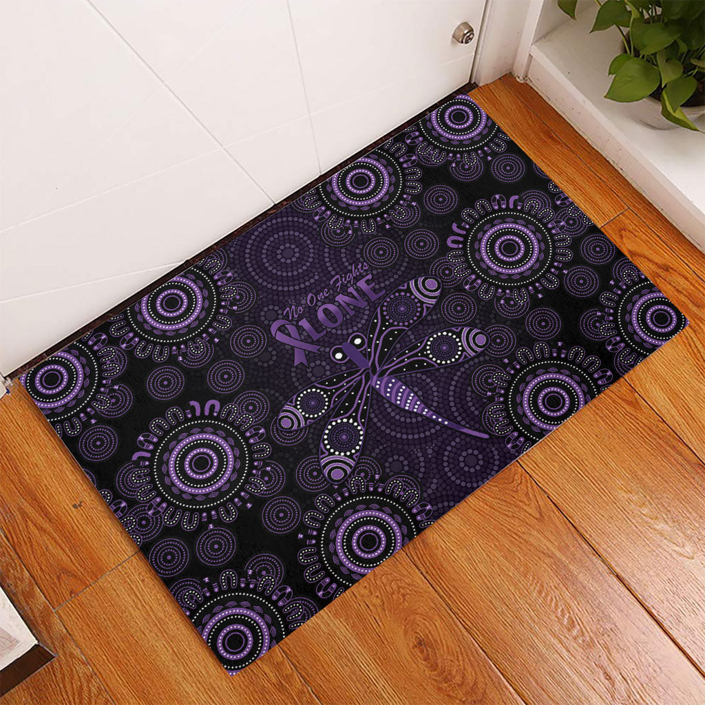 Australia Epilepsy Support Purple Dragonfly Rubber Doormat Aboriginal of Hope