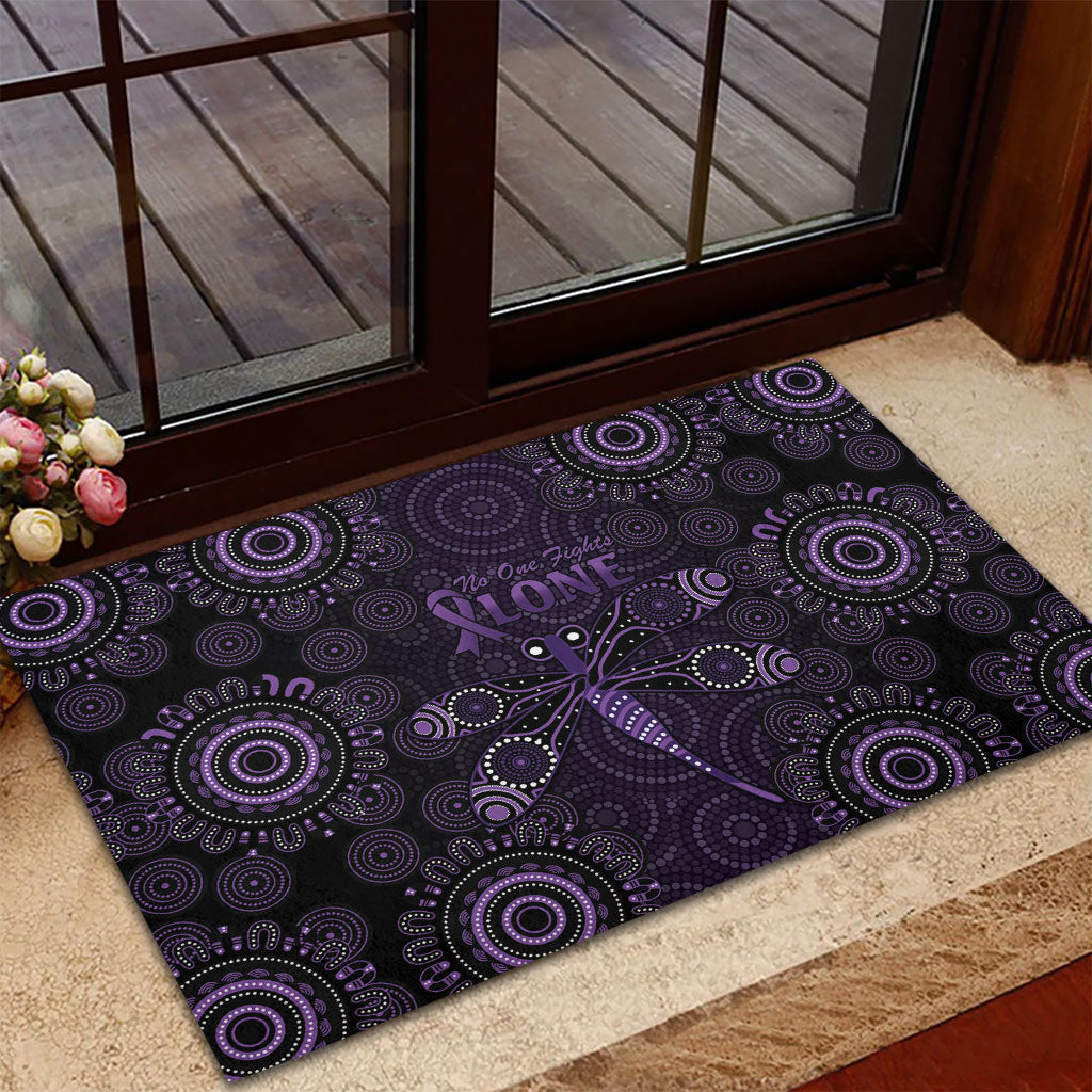 Australia Epilepsy Support Purple Dragonfly Rubber Doormat Aboriginal of Hope