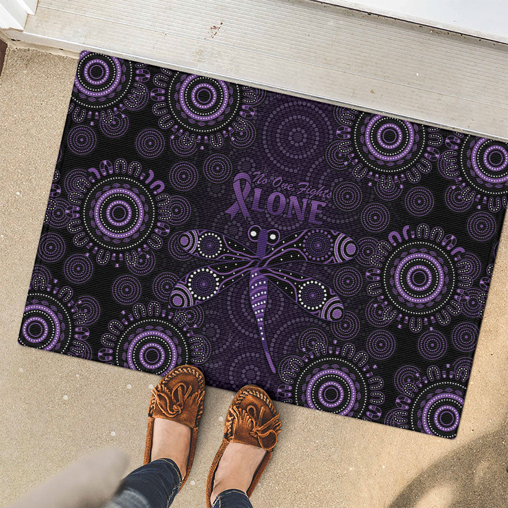Australia Epilepsy Support Purple Dragonfly Rubber Doormat Aboriginal of Hope