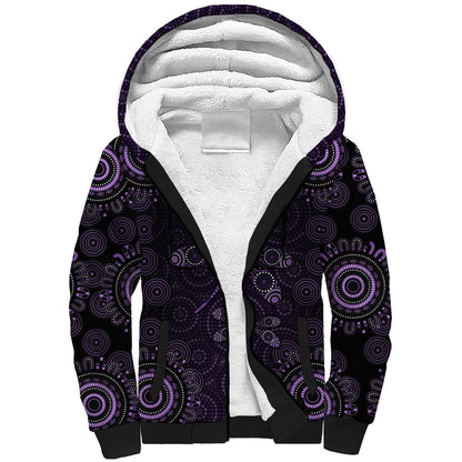 Australia Epilepsy Support Purple Dragonfly Sherpa Hoodie Aboriginal of Hope