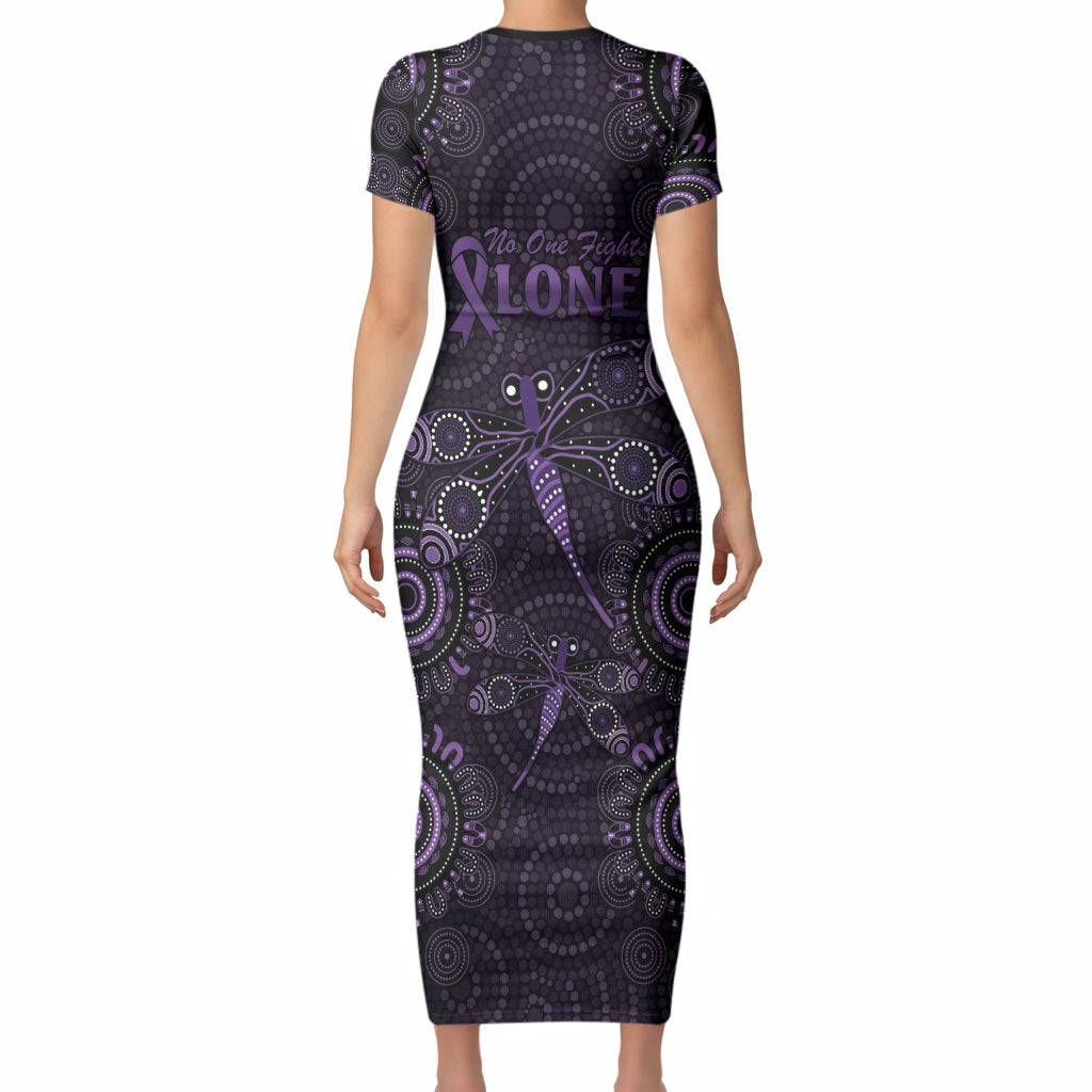 Australia Epilepsy Support Purple Dragonfly Short Sleeve Bodycon Dress Aboriginal of Hope