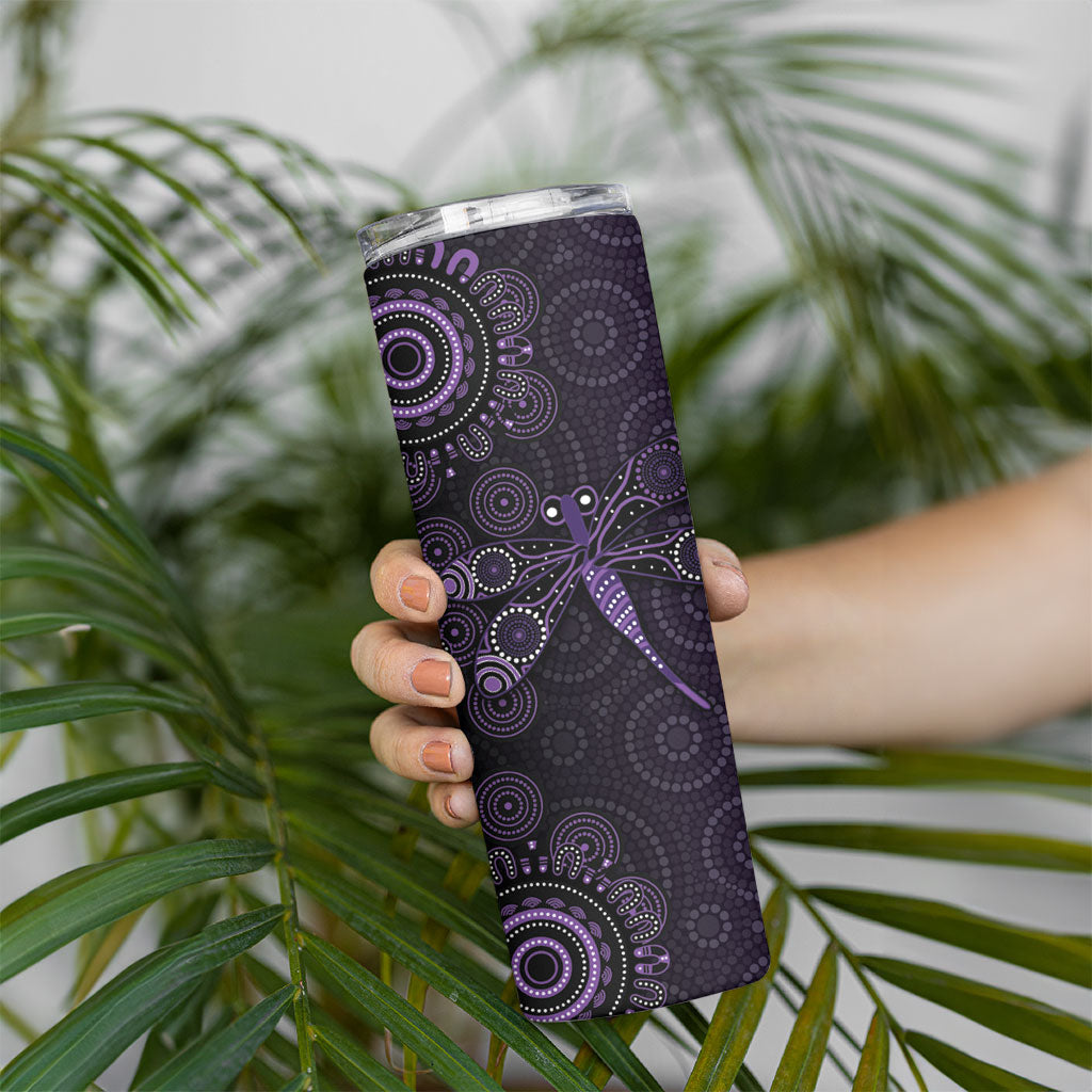 Australia Epilepsy Support Purple Dragonfly Skinny Tumbler Aboriginal of Hope