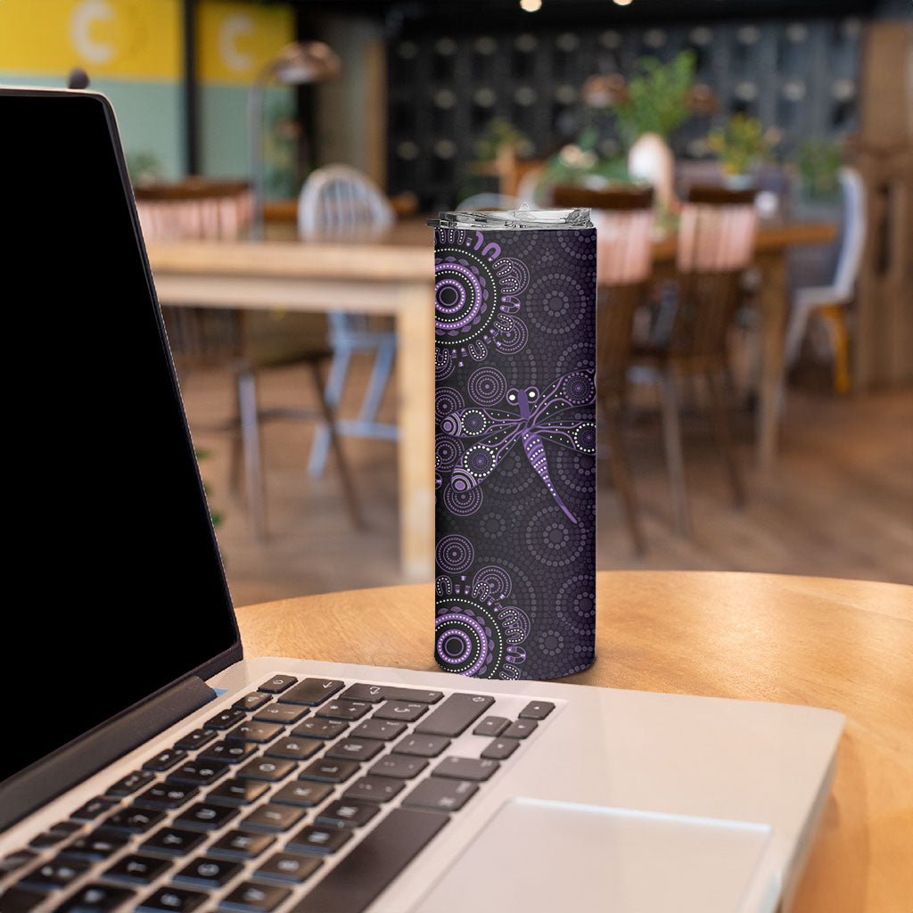 Australia Epilepsy Support Purple Dragonfly Skinny Tumbler Aboriginal of Hope