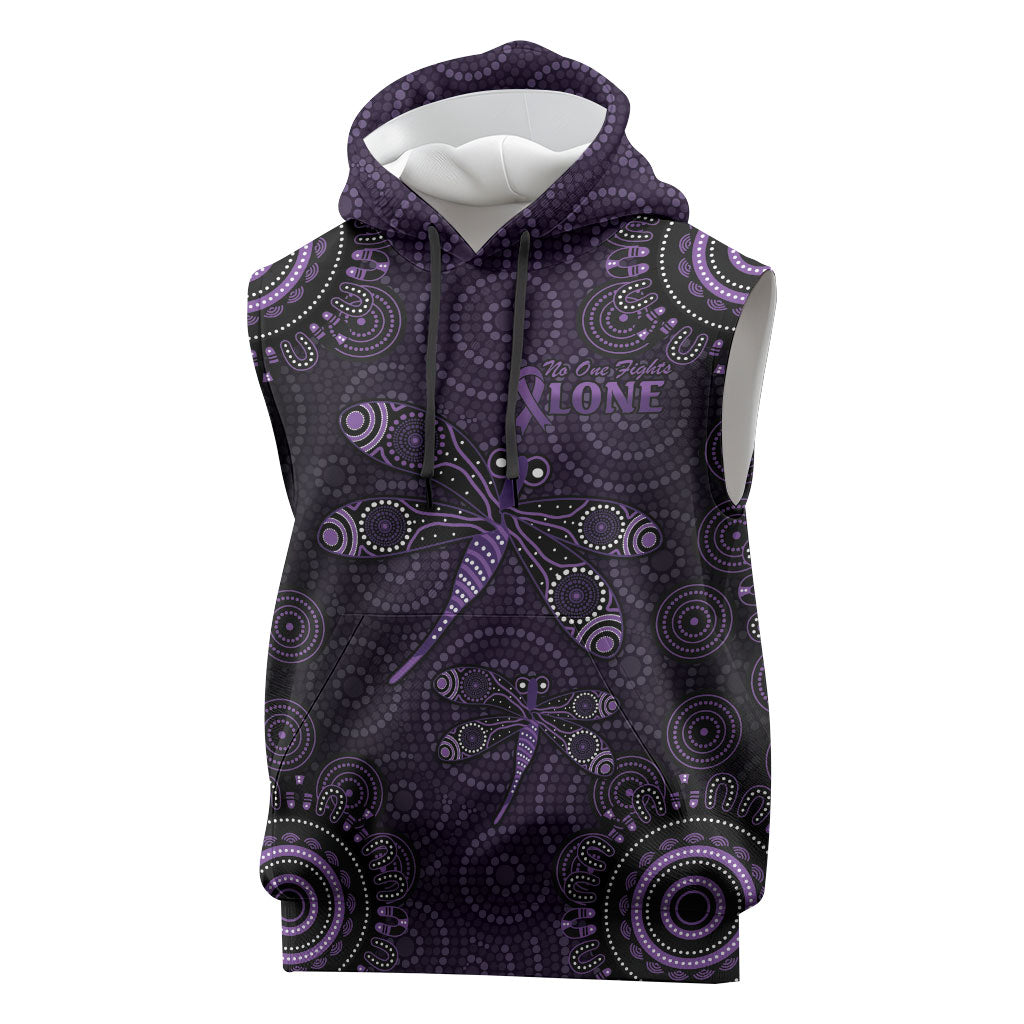 Australia Epilepsy Support Purple Dragonfly Sleeveless Hoodie Aboriginal of Hope